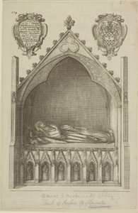 Udsigt over graven af Avaline, grevinde af Lancaster (hustru til Edmund, jarl af Lancaster) i Westminster Abbey, 1666 af Wenceslaus Hollar