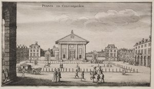 Udsigt over London: Piazzaen i Covent Garden. af Wenceslaus Hollar