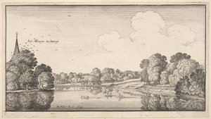 Udsigt over landskabet nær Albury, Surrey, 1645. af Wenceslaus Hollar