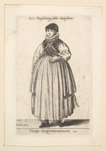 Jomfruen Argentinensis. Ugift kvinde fra Strasbourg, 1625-77. af Wenceslaus Hollar