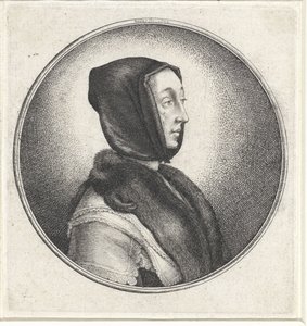 Kvinde med sort tørklæde og pels stjal Medaljoner med kvindebuster (serietitel) af Wenceslaus Hollar