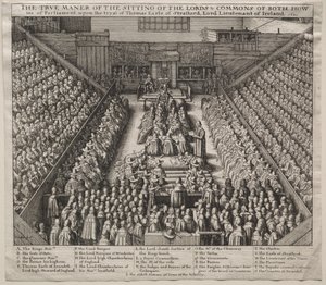 Westminster Hall, Interior, med The Trial of the Earl of Strafford