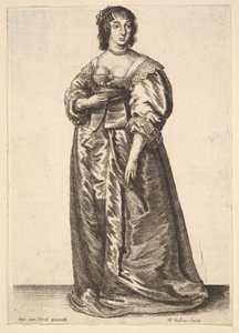 Hellang dame, efter Anthony van Dyck, 1625-77. af Wenceslaus Hollar