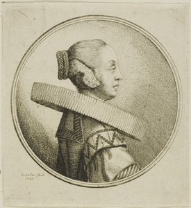 Kvinde med cirkulær blonde Ruff i profil til højre af Wenceslaus Hollar