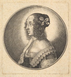 Kvinde med mørkt hår og sløjfe i profil til venstre, 1642. af Wenceslaus Hollar