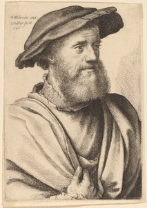Mand med skæg ser rigtigt ud (Hans Holbein?) af Wenceslaus Hollar after Hans Holbein the Younger