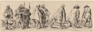 Otte tiggere af Wenceslaus Hollar after Jacques Callot