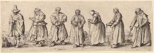 Mænd og kvindelige tiggere af Wenceslaus Hollar after Jacques Callot