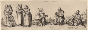 Seks mænd og kvinder tiggere af Wenceslaus Hollar after Jacques Callot