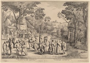Rustik bryllupsdans af Wenceslaus Hollar after Jan Brueghel the Elder