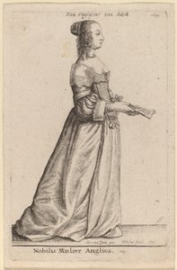 En ædel engelsk kvinde af Wenceslaus Hollar after Sir Anthony van Dyck