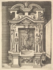 Design for a Lavabo, Plate 85 from Dietterlins Architectura, 1598. dani af Wendel Dietterlin the Elder