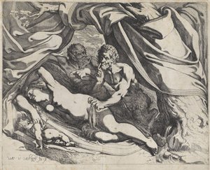 Sovende Venus overvåget af satyrer