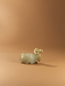 Ram-formet vandpotte (celadon jade) af Western Han Dynasty Chinese School