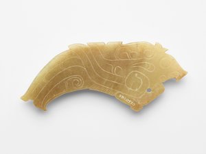 Vedhæng i form af en fugl, en af et par, ca. 1050-c. 950 f.Kr. (jade, nefrit) af Western Zhou Dynasty Chinese School
