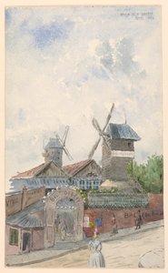 Tegning, Moulin de la Galette, Paris, april 1887 af Whitney Warren Jr.