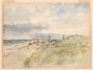 Tegning, Kysten ved Kativigh, Holland, 21. august 1887 af Whitney Warren Jr.