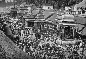 En hinduistisk religiøs procession, Madras, 1902 af Wiele and Klein