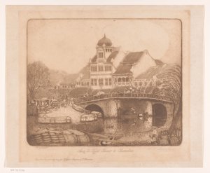 Aan de Kali Besar te Batavia (original titel på objektet) af Wijnand Otto Jan Nieuwenkamp (signed by artist)