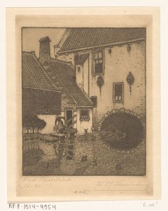 Bagfacade på rådhuset i Oud-Beijerland Kanal i det gamle Bayern (original titel) af Wijnand Otto Jan Nieuwenkamp (signed by artist)