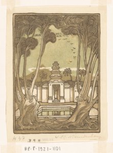 Kirkegård i Jogyakarta på Java Holy Cemetery, Java (original titel) af Wijnand Otto Jan Nieuwenkamp (signed by artist)