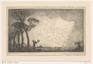 Udsigt over Haarlem (original titel) af Wijnand Otto Jan Nieuwenkamp (signed by artist)