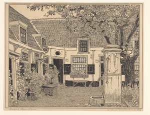 Hofje van Loo i Haarlem af Wijnand Otto Jan Nieuwenkamp (signed by artist)