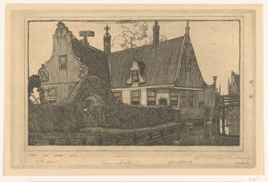 Træhus på vandet i Zaandijk Hus i Zaandijk (original titel) af Wijnand Otto Jan Nieuwenkamp (signed by artist)