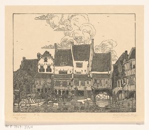 Huse ved havnen i Enkhuizen Havn i Enkhuizen (original titel) af Wijnand Otto Jan Nieuwenkamp (signed by artist)