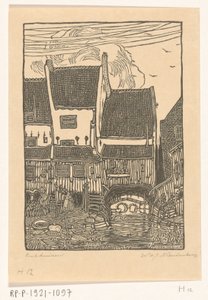 Huse ved havnen i Enkhuizen Gamle huse, Enkhuizen (original titel) af Wijnand Otto Jan Nieuwenkamp (signed by artist)