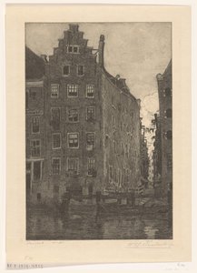 Huse ved Damrak i Amsterdam At the Damrak (original titel) af Wijnand Otto Jan Nieuwenkamp (signed by artist)