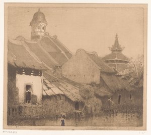 Huse på vandet i Semarang In the kampong, Semarang (original titel) af Wijnand Otto Jan Nieuwenkamp (signed by artist)