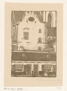 Huse mod Sint-Bavokerk på Oude Groenmarkt i Haarlem St. Bavo, Haarlem (original titel) af Wijnand Otto Jan Nieuwenkamp (signed by artist)