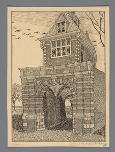 Oosterpoort i Hoorn af Wijnand Otto Jan Nieuwenkamp (signed by artist)