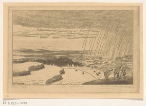 Nedbør over rismarkerne ved Gitgit på Bali A Rainstorm (original titel) af Wijnand Otto Jan Nieuwenkamp (signed by artist)
