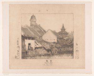 Huse og badegæster i Semarang I Kampong. Semarang (original titel) af Wijnand Otto Jan Nieuwenkamp