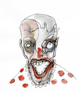 Den uhyggelige klovns grin