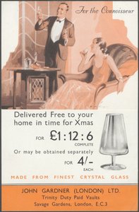 John Gardner Cystal Glassware, 1920