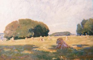 Høstakke på en mark af Wilfred Gabriel de Glehn