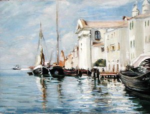 The Waterfront, Giudecca, Venedig (olie på lærred) af Wilfred Gabriel de Glehn