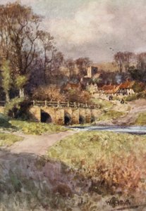 Udsigt over Sutton Village (farvelitografi) af Wilfrid Williams Ball