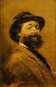Selvportræt i gråbrun af Wilhelm Busch