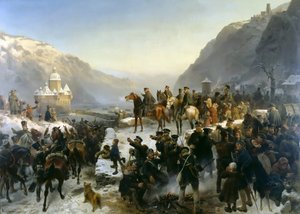 Blücher krydser floden Rhinen nær Kaub den 1. januar 1814, 1860.