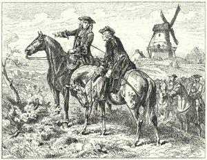 Hertugen af Marlborough og prins Eugene af Savoyen i slaget ved Malplaquet af Wilhelm Camphausen