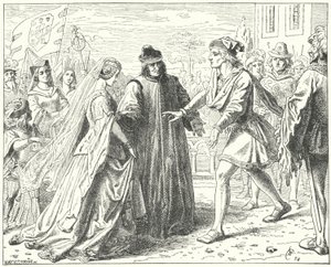 Den hellige romerske kejser Frederik III møder sin forlovede, Eleanor af Portugal, i Siena af Wilhelm Camphausen