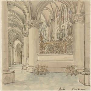Interiør af Notre-Dame i Paris af Wilhelm Cornelis Bauer