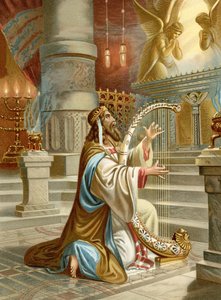 Salmisten David (farve litho)