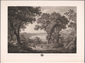 Udsigt over søen Albano nær Rom Der See von Albano dei Rom (titel på objekt) af Wilhelm Friedrich Gmelin