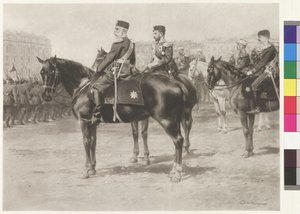 Kejser Franz Joseph I og zar Nikolaus II ved paraden på Champ-de-Mars i Skt. Petersborg af Wilhelm Gause
