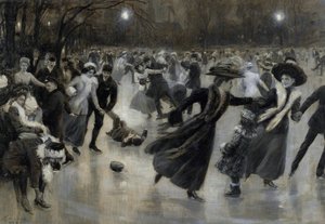""En fest på isen" (Party on the Ice) Skatere i Belle Epoque-maleriet af Wilhelm Gause (1853-1916) af Wilhelm Gause